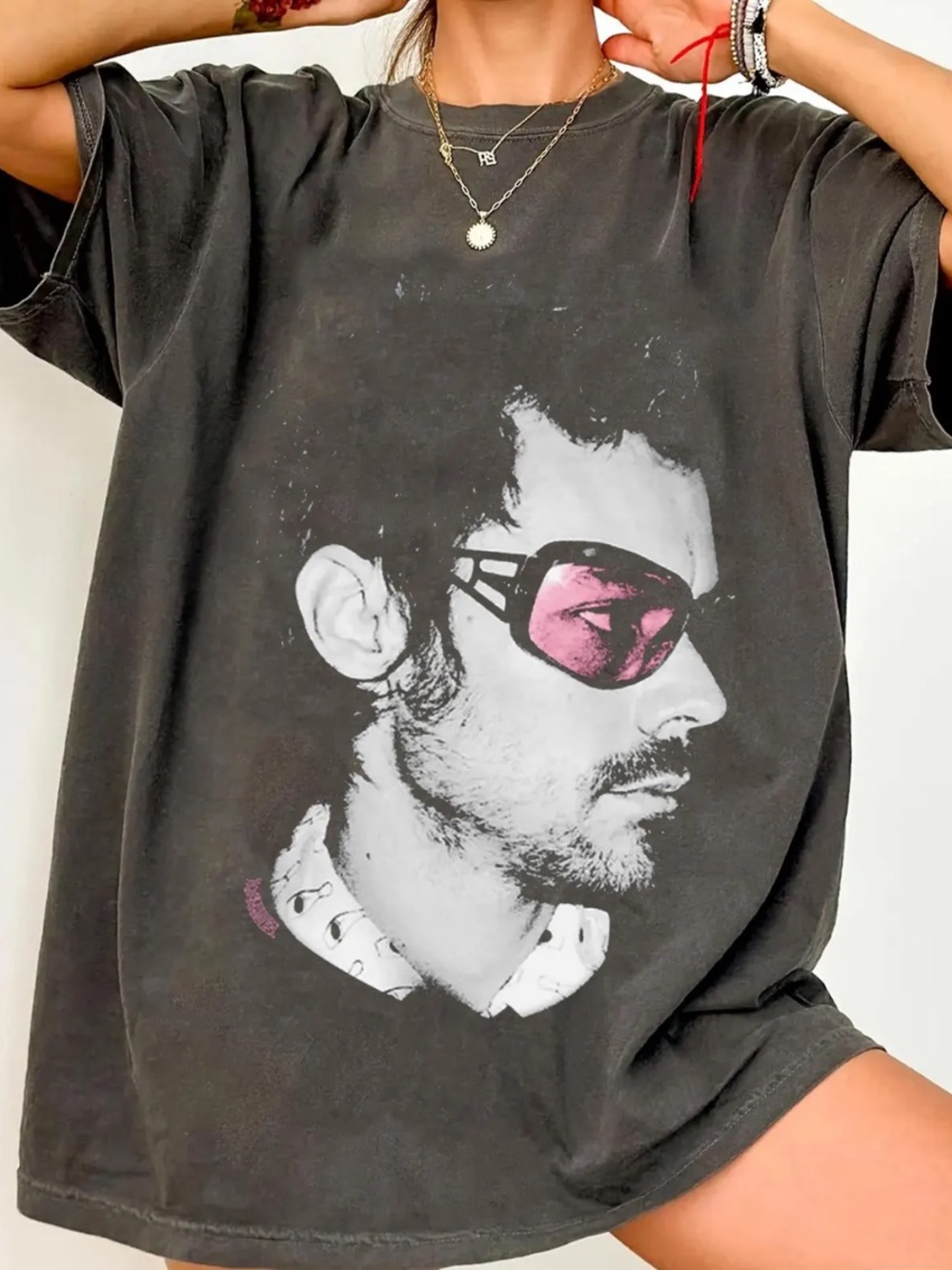 Comfort Colors Short Sleeve Tee in Pepper with Pink Graphic